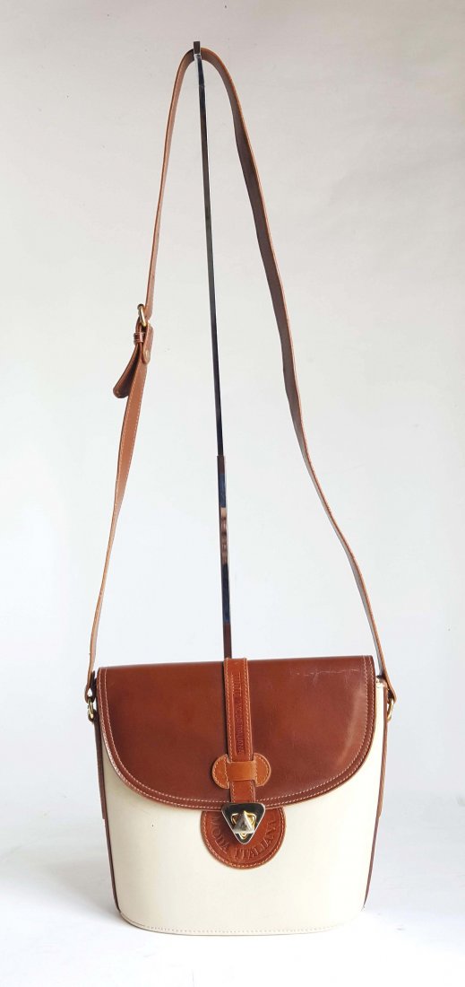 Moda Italiana Beige & Brown Leather Shoulder Bag 1990's (1 of 3)