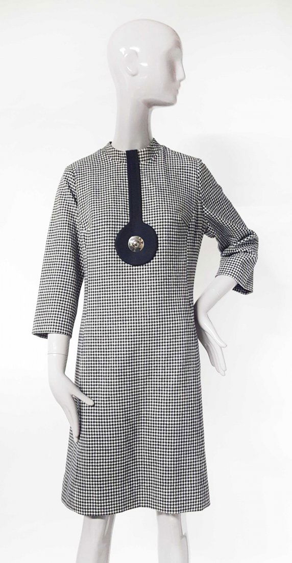 Pierre Cardin Black & White Houndstooth Dress, 1968 (1 of 4)