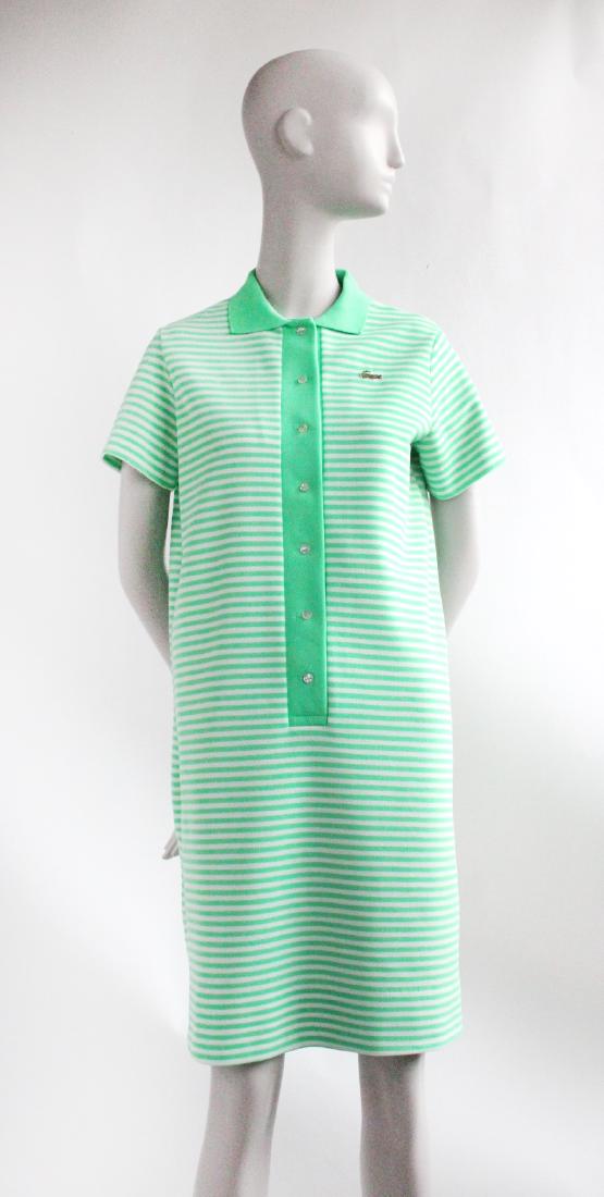 Lacoste Green & White Striped Jersey Dress, ca. 1960's: Lacoste Green & White Striped Jersey Dress, ca. 1960's.