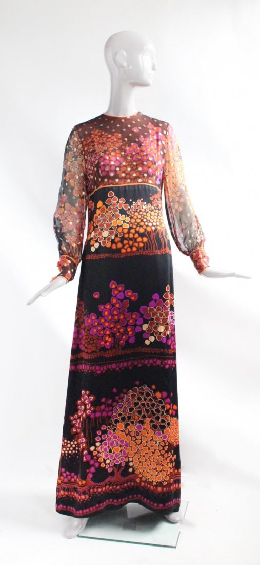 Chloe by Lagerfeld Floral Silk Maxi Dress, ca.1960's (1 of 2)