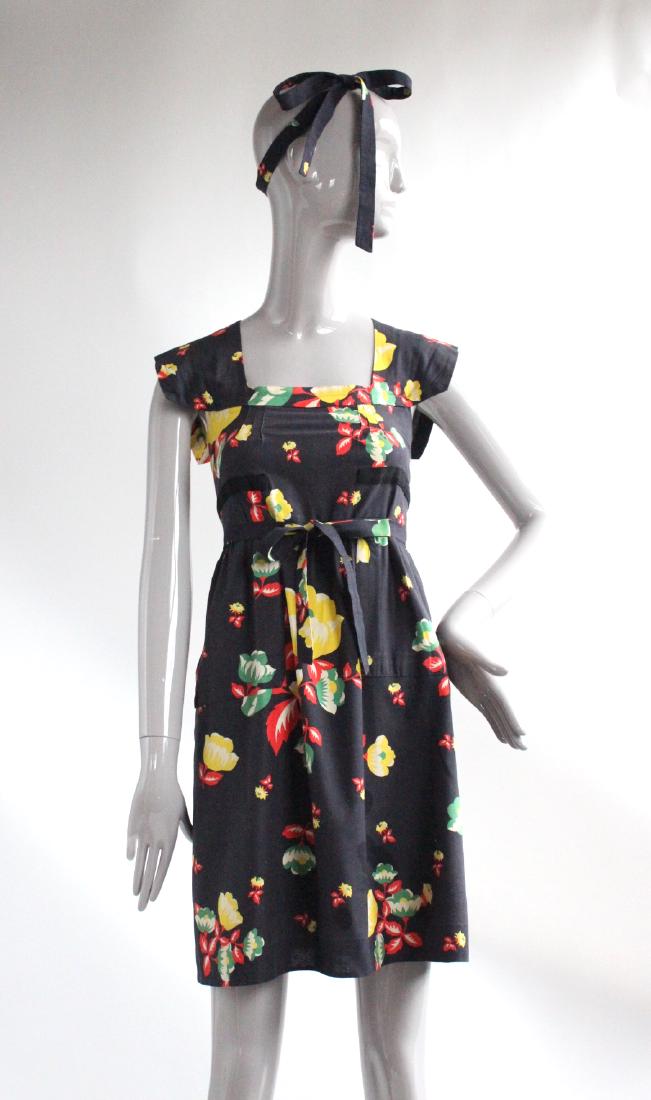 Sonia Rykiel for Henri Bendel Floral Cotton Dress 1970s (1 of 3)