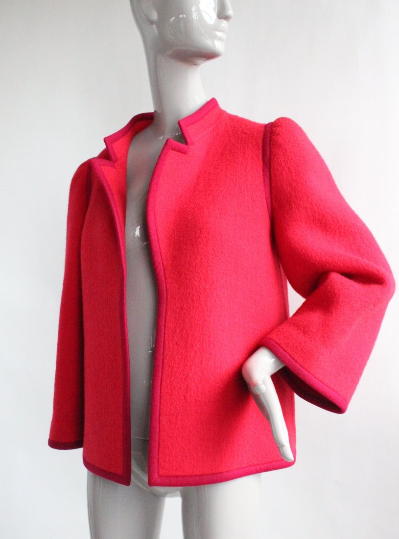 Lanvin Haute Couture Red Wool Coat, ca. 1970's (1 of 4)
