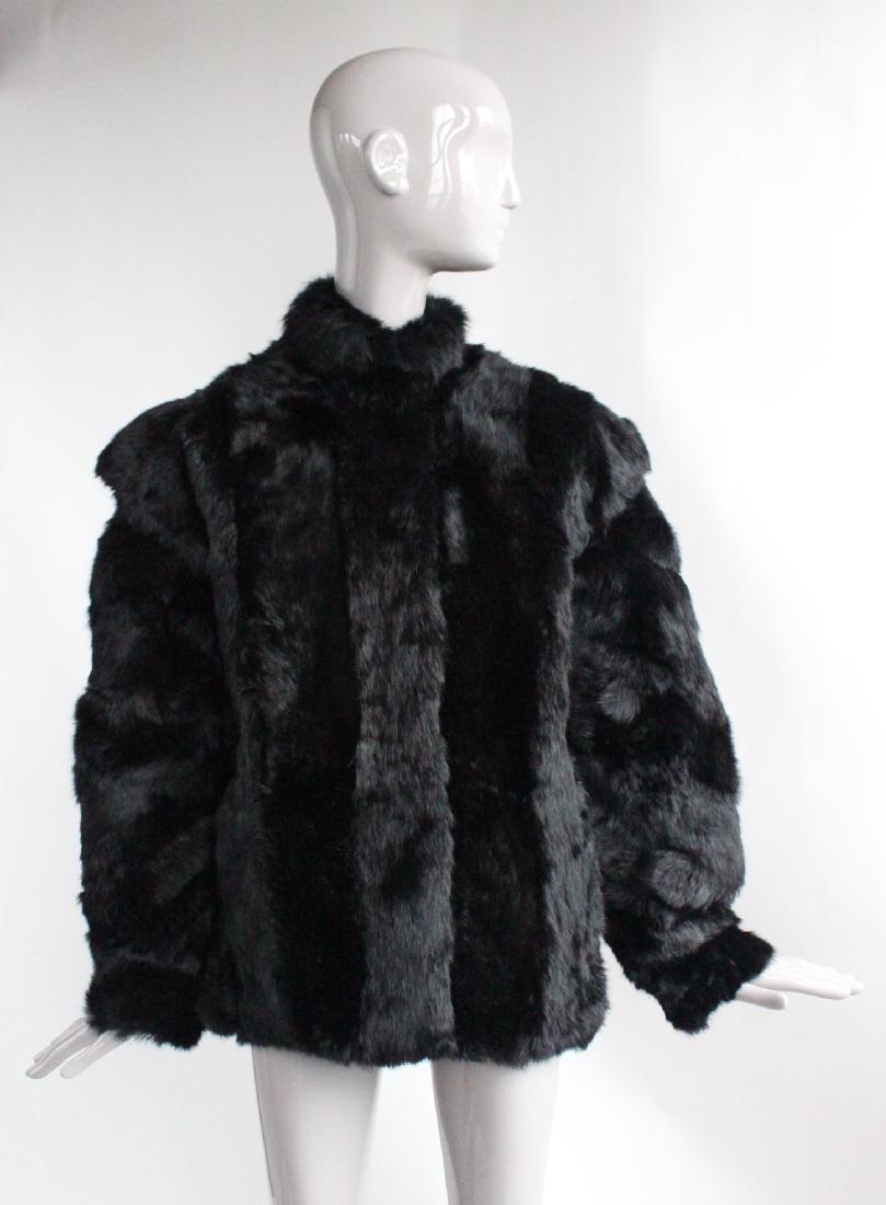Saks Fifth Avenue Black Rabbit Fur Coat, ca. 1980's (1 of 3)