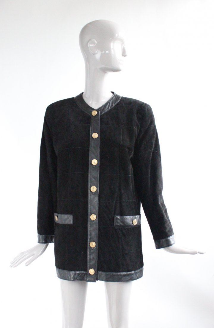 Saks Fifth Avenue Melanzona Black Suede Jacket, c1980's (1 of 4)