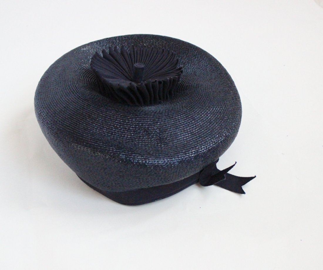 Hattie Carnegie Straw & Grosgrain Hat, ca. 1960s (1 of 3)