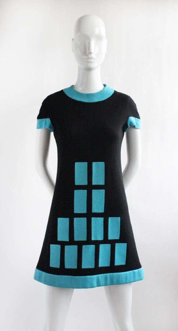 Pierre Cardin Black & Blue Knit Dress, ca. 1968 (1 of 3)