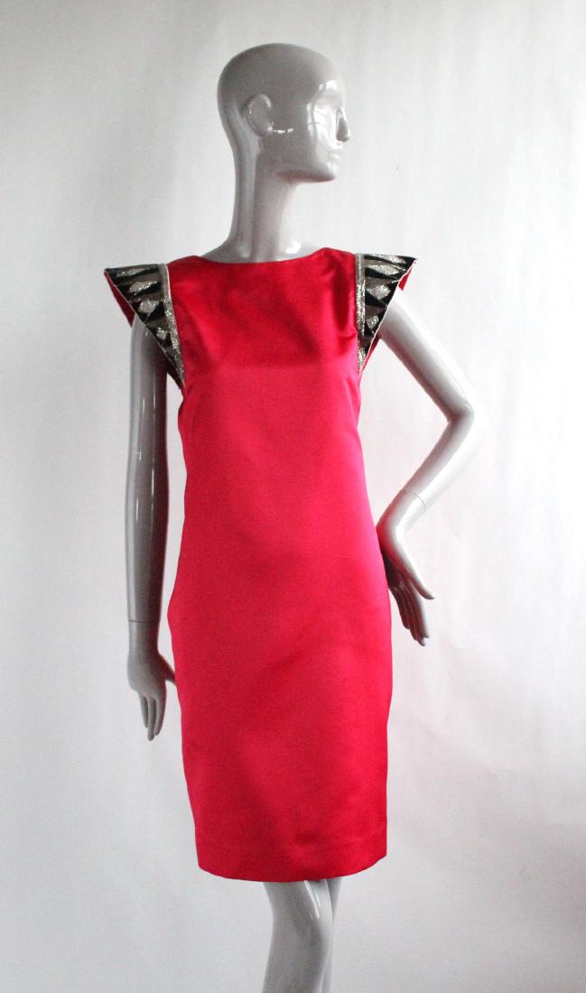 Oleg Cassini Embroidered Red Dress, 1980's (1 of 3)