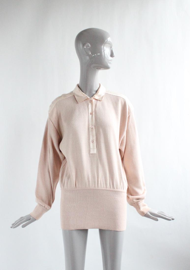Escada by Margeretha Ley Pink Sweater, 1980's: Escada by Margeretha Ley Silk Blend Pink Sweater, ca. 1980's