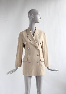 Rifat Ozbek Beige Jacket, 1990's: Rifat Ozbek Beige Jacket, 1990's. Made in Italy, sz 42 IT.