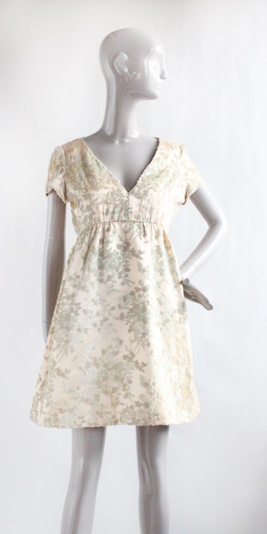 Teal Traina Cut Velvet Satin Dress, ca. 1960's (1 of 3)