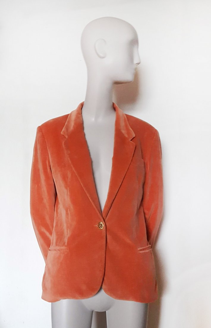 Krizia Jeans Orange Velvet Jacket, ca. 1990's (1 of 3)