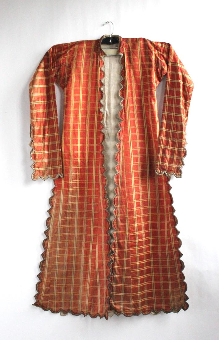 Antique Turkish Orange Plaid Silk Caftan, 19th (1 of 3)