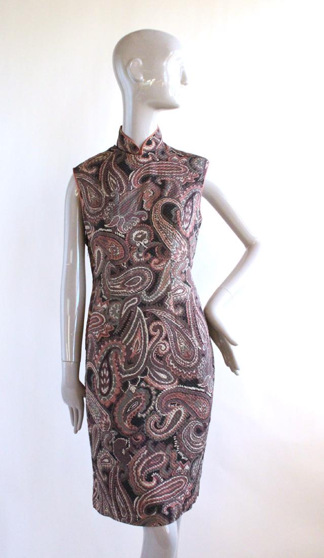 Chinese Style Paisley Print Silk Dress, 1960's (1 of 3)