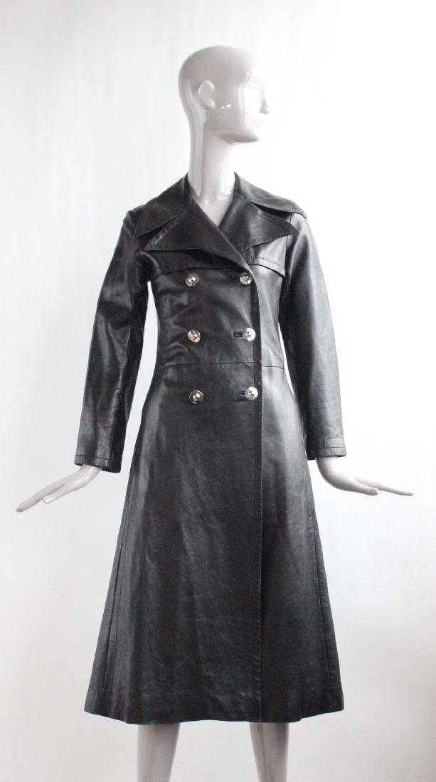 Pierre Cardin Black Leather Coat, ca.1970's (1 of 4)