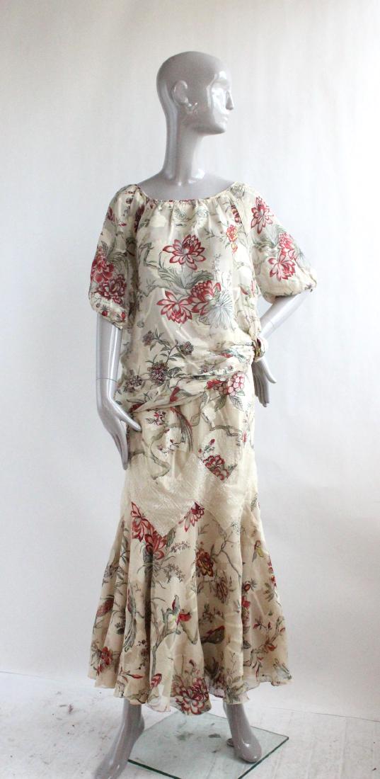 Chloe Floral Silk 2 Piece Dress Set, 1970's (1 of 4)