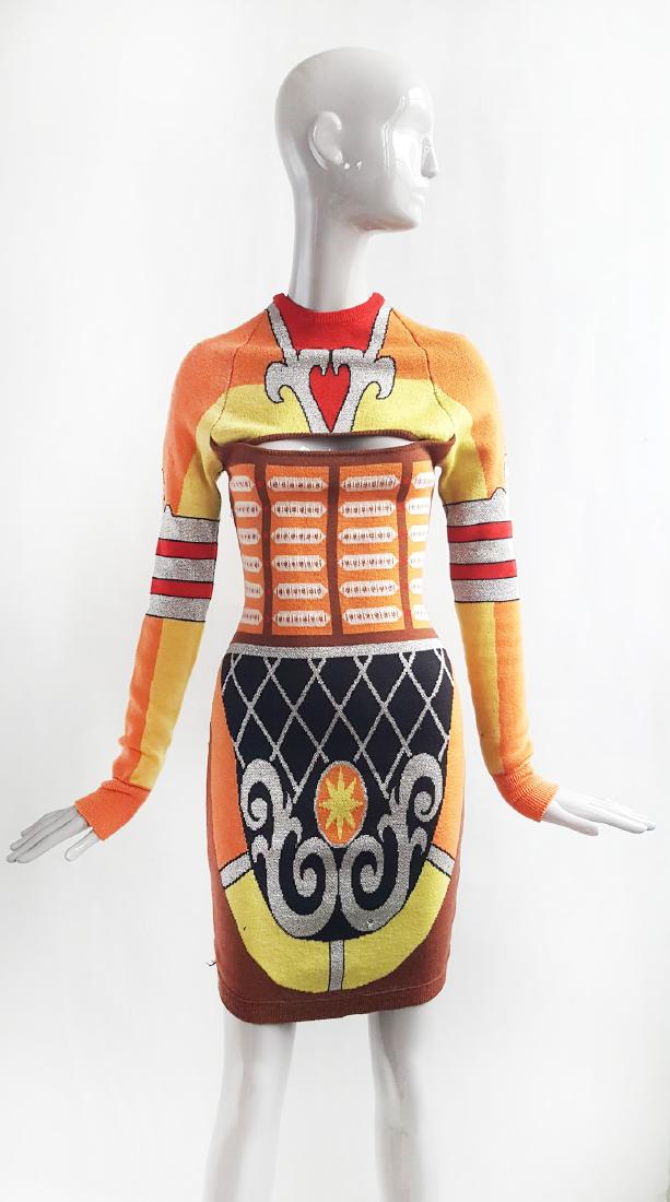Jeremy Scott Jukebox Knit Dress, F/W 2007: Jeremy Scott Jukebox Wool Knit Runway Dress, F/W 2007. Made in USA.