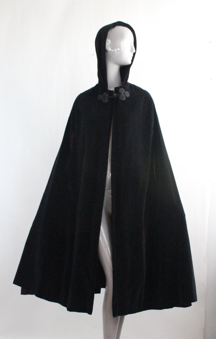 Anne Klein Black Velvet Cape, ca. 1970's: Anne Klein for Saks Fifth Avenue Black Velvet Cape, ca. 1970's..