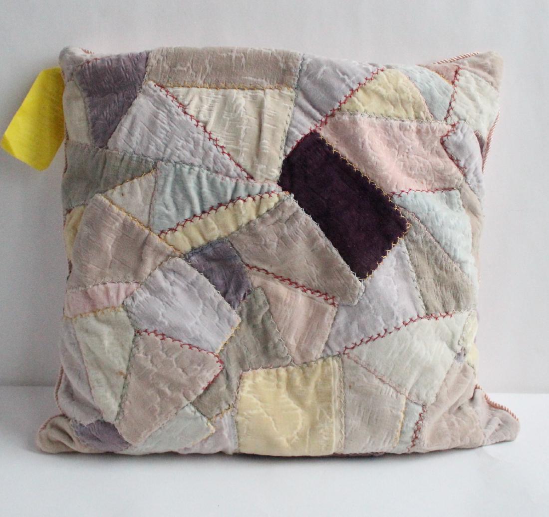 Antique Velvet Crazy Quilt Feather Pillow (1 of 3)