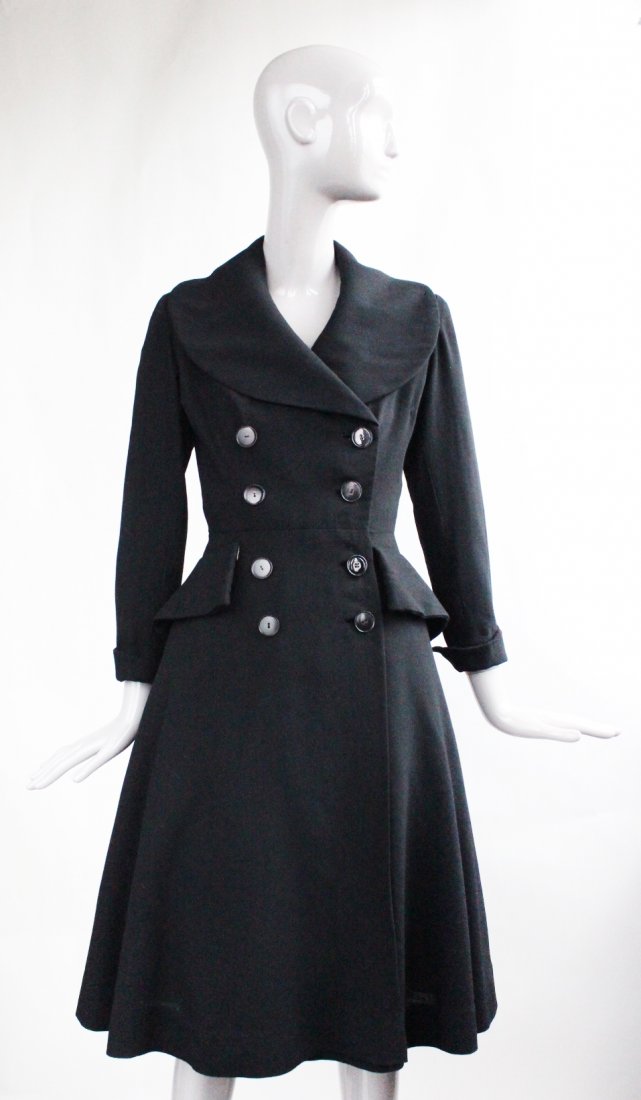 Saks Fifth Avenue Black Coat Dress, ca. 1950's (1 of 4)