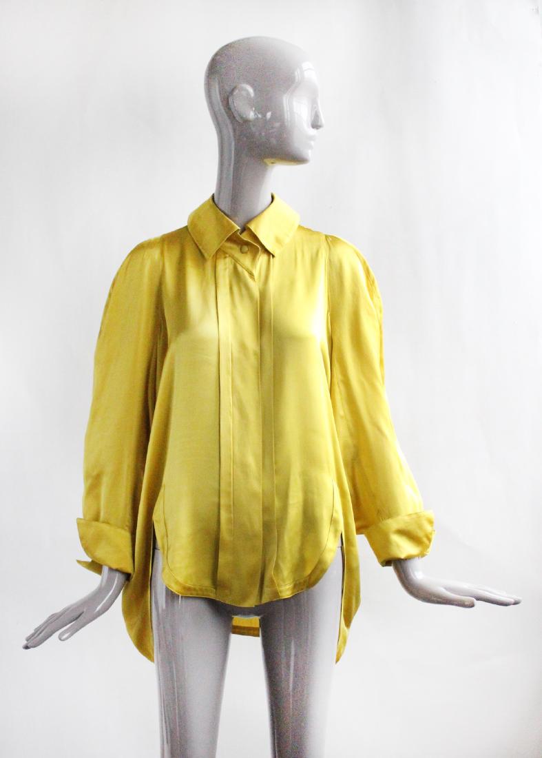 Claude Montana Yellow Silk Blouse, 1980's (1 of 3)