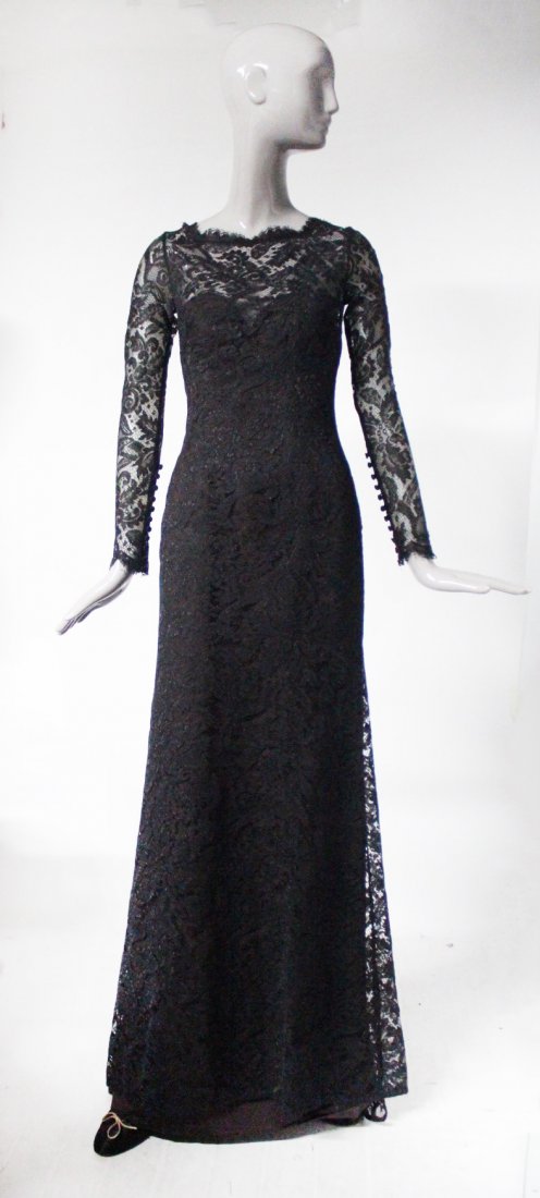Carolina Herrera Black Lace Evening Gown, 2000's (1 of 4)
