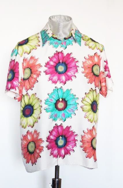 Gianni Versace Floral Silk Twill Men's Shirt, ca.1990's (1 of 4)