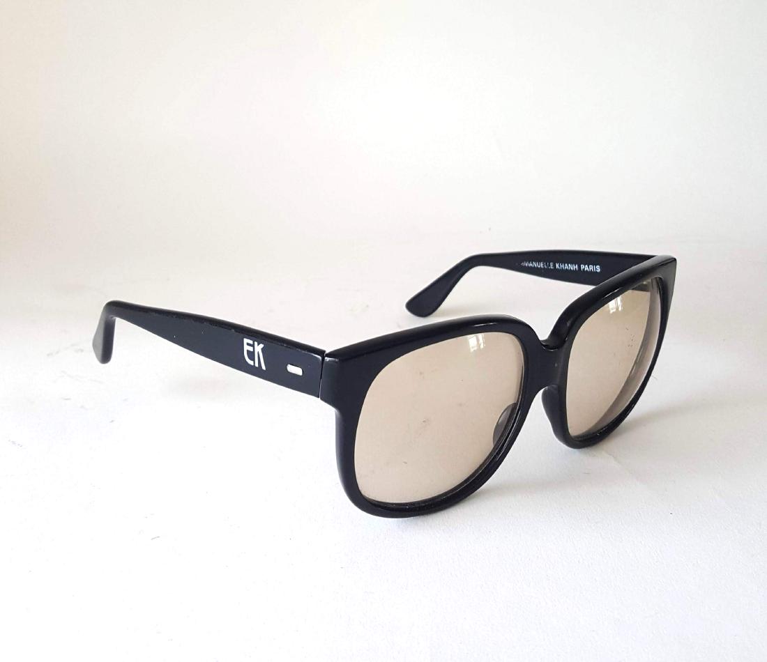 Emmanuelle Khanh Paris Sunglasses, c.1970s: Emmanuelle Khanh Paris Black Frame Large Sunglasses, c.1970s