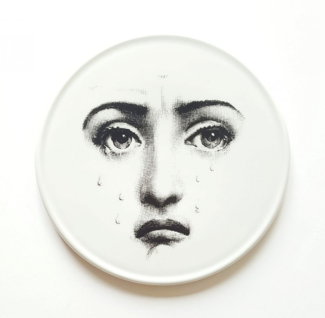 Piero Fornasetti Tema E Variazioni Porcelain Trivet: Piero Fornasetti Milano Tema E Variazioni Porcelain Trivet, ca. 1960-70's. Made in Italy. d.7.25".