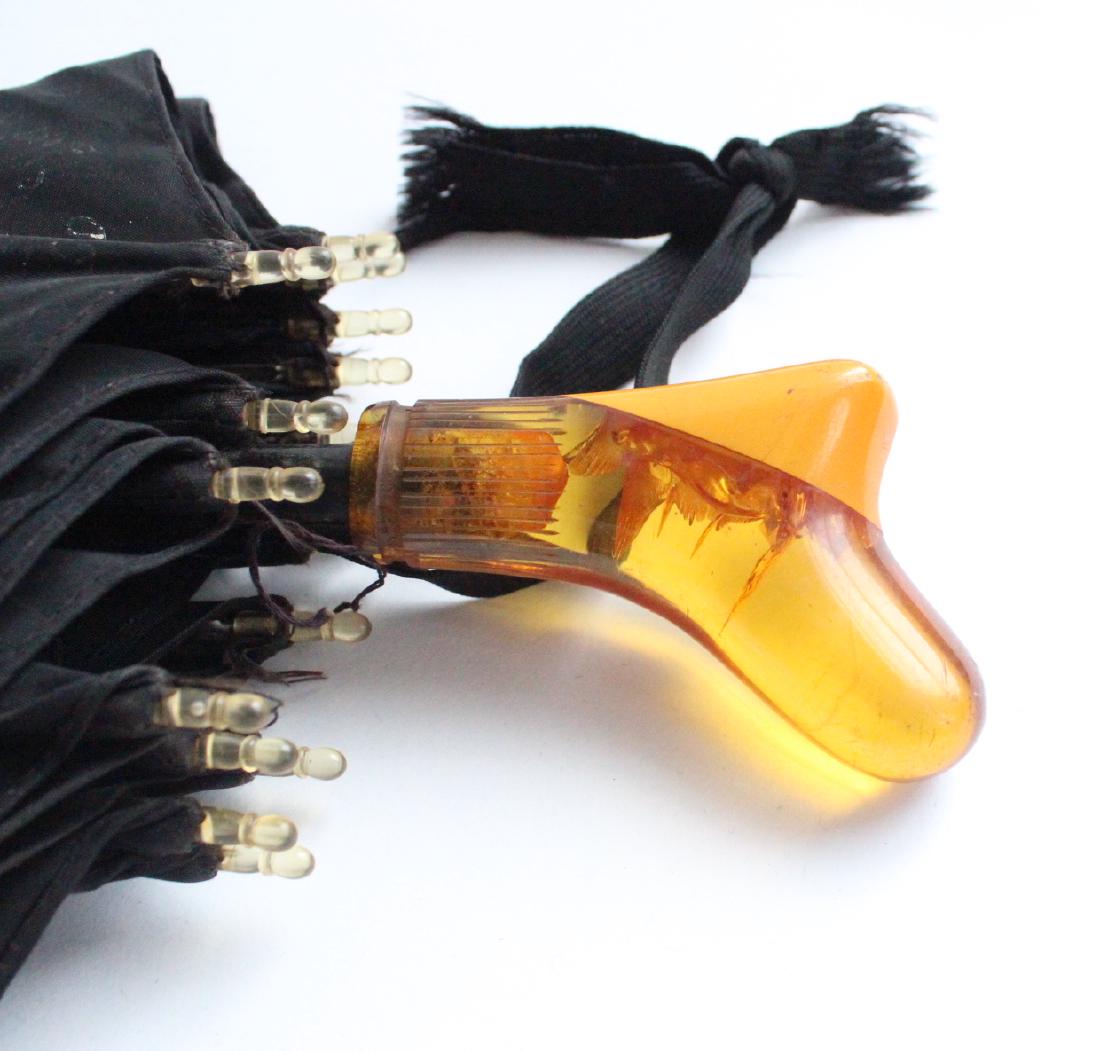 Cotton Parasol with Faux Amber Handle, 1930's (1 of 3)