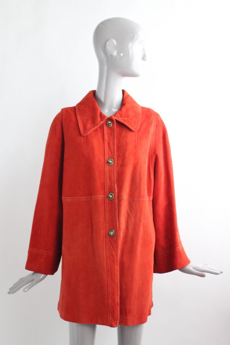 Bonnie Cashin Red Suede Coat, ca.1970s (1 of 3)