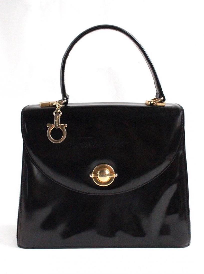 Salvatore Ferragamo Black Handbag, 1990's (1 of 6)