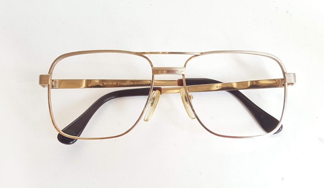 Arch of Triumph 20K Plated Glasses, 1980s: Arch of Triumph 20K Plated Prescription Mens Glasses, 1980s