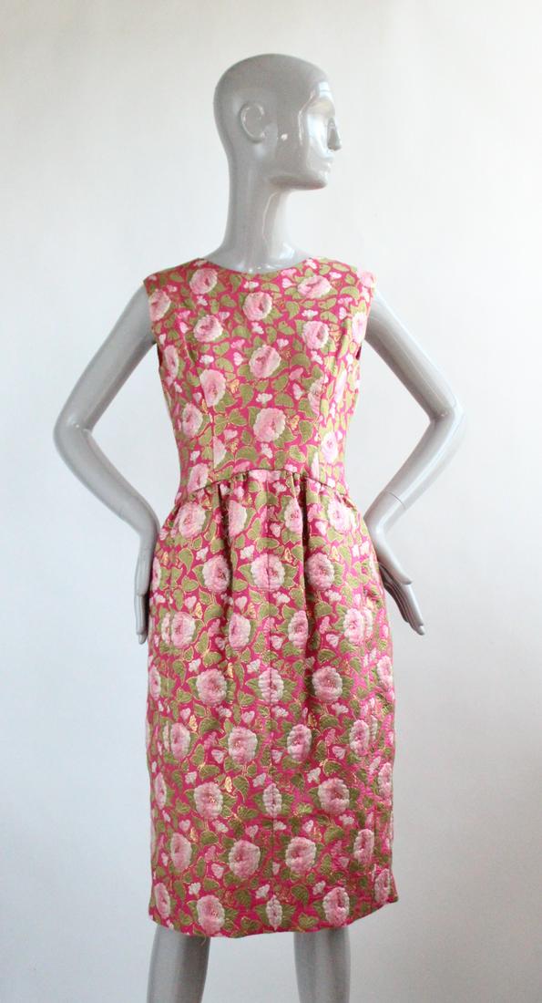 Norman Norell Pink & Metallic Brocade Dress, ca. 1961 (1 of 5)