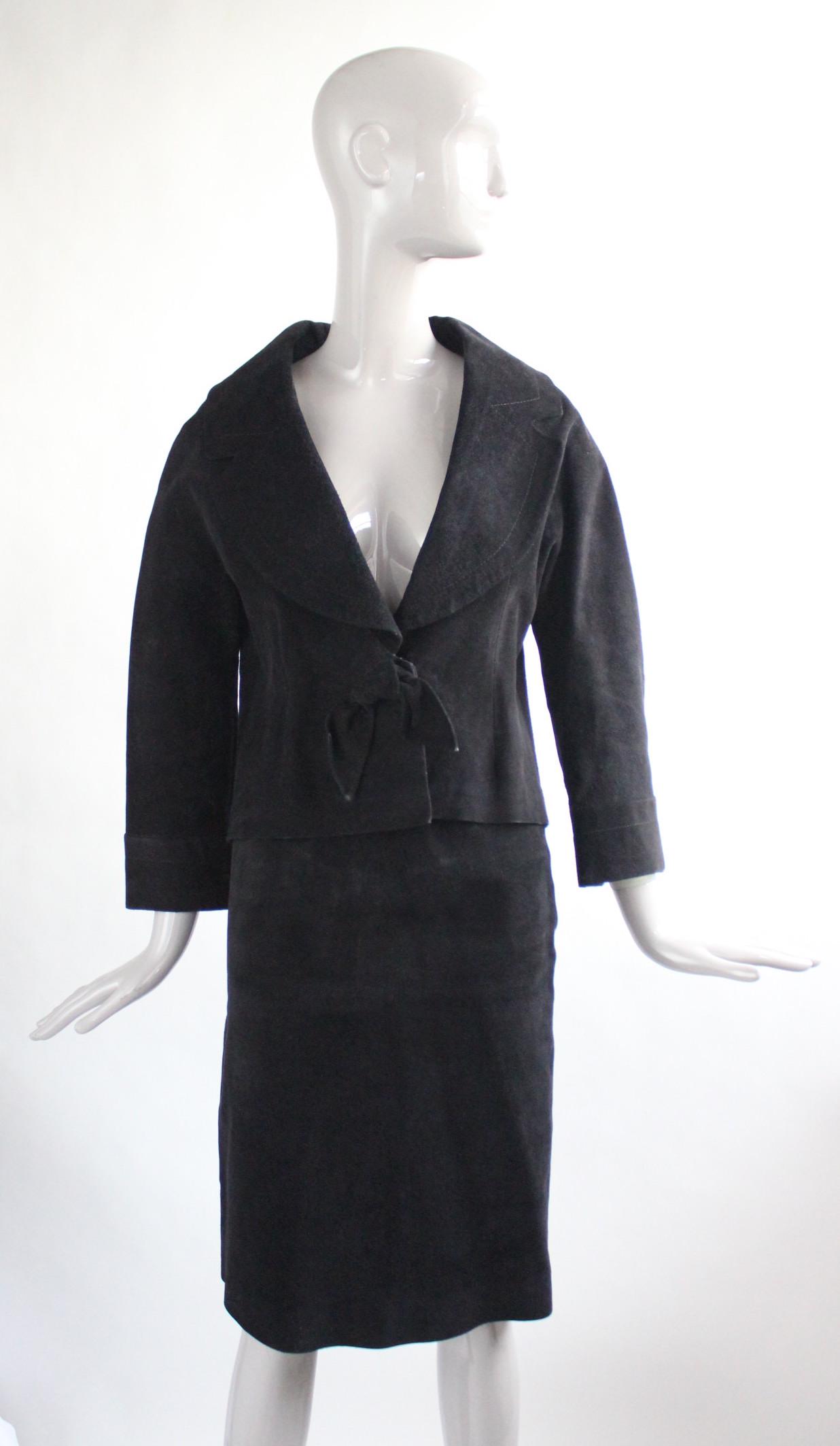 Pierre Cardin Paris Black Suede Suit, F/W 1964 (1 of 5)