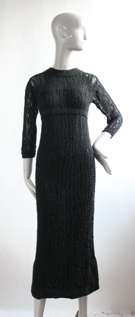 Womens Home Industries Beaded Couture Dress, 1960s (1 of 4)