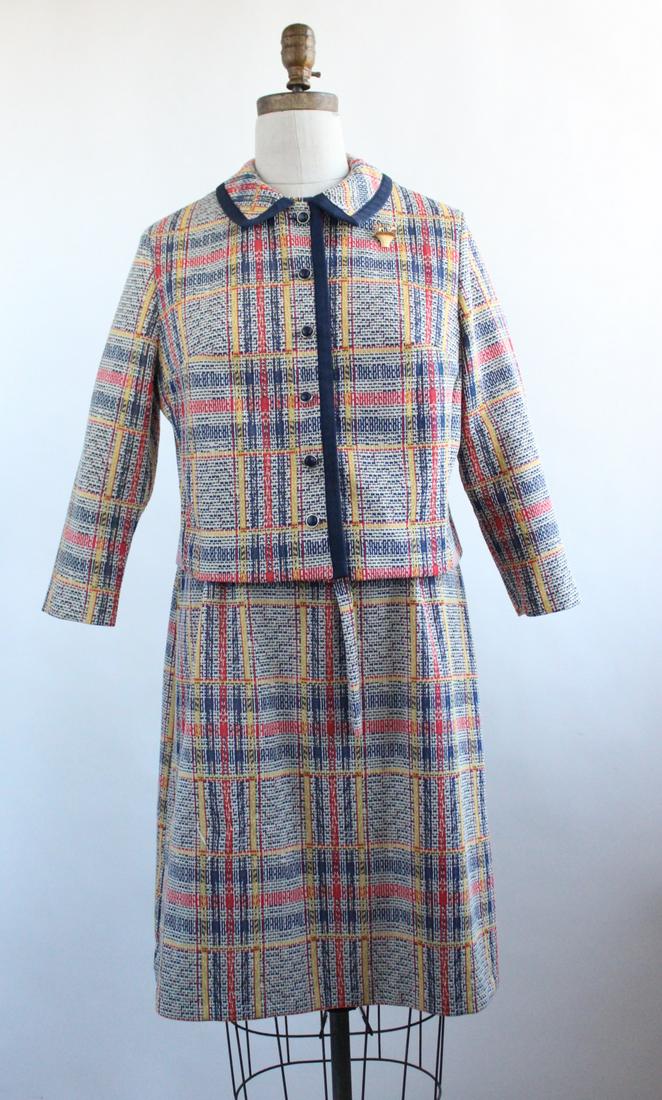 Plaid Knit Dress & Jacket Set, 1970s (1 of 4)