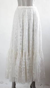 Jean Louis Scherrer White Lace Skirt, ca. 1970s: Jean Louis Scherrer Boutique Demi Couture White Lace Skirt, ca. 1970s. Made in France.