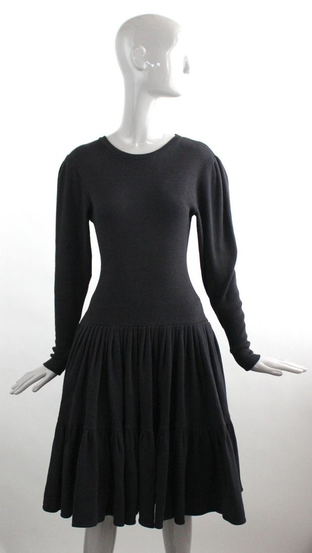 Norma Kamali Black Jersey Dress, ca. 1980s: Norma Kamali Black Jersey Dress, ca. 1980s