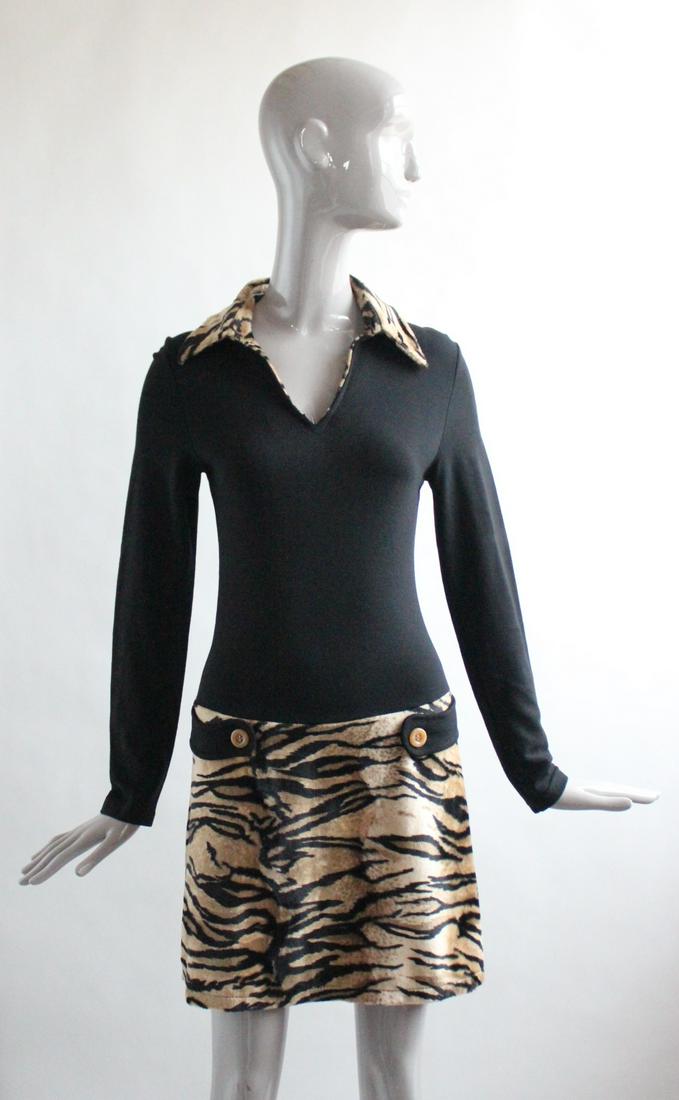 Morgan Paris Black & Tiger Print Dress, 1990s (1 of 4)