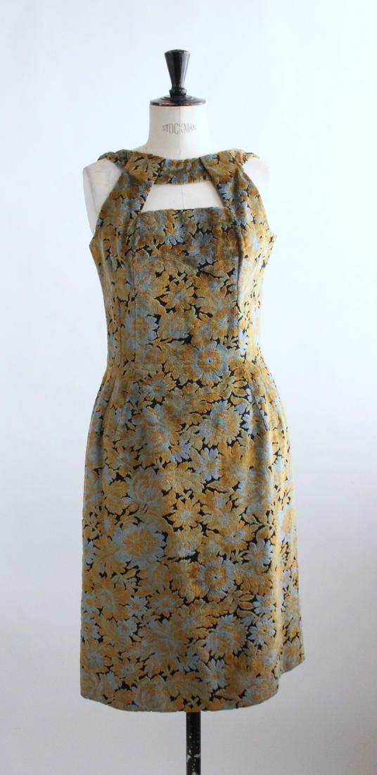 Alla Grille San Jose Cut Velvet Dress, ca.1960s: Alla Grille San Jose Custom Made Cut Velvet Dress, ca.1960s.