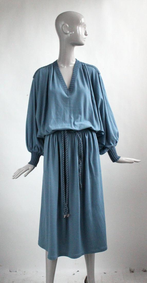 Missoni Blue Knit Dress, ca. late 1970s: Missoni Blue Wool Knit Dress, ca. late 1970s. Made in Italy, size M.