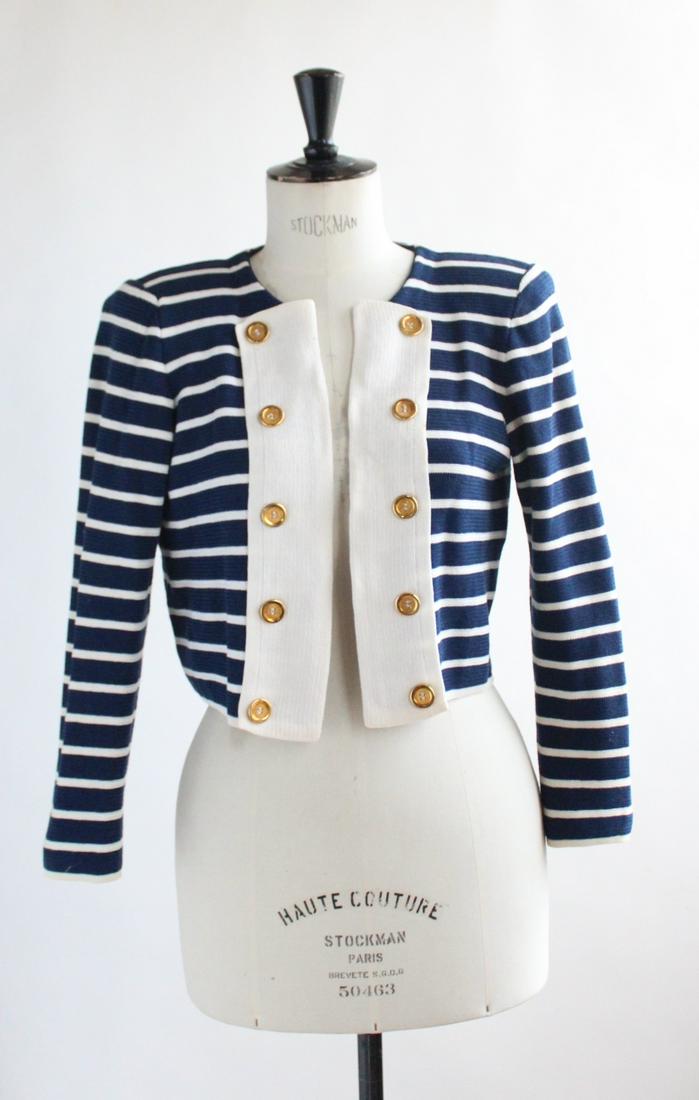 Saint Laurent Rive Gauche Knit Cropped Jacket, 1980s: Saint Laurent Rive Gauche Knit Cropped Jacket, 1980s