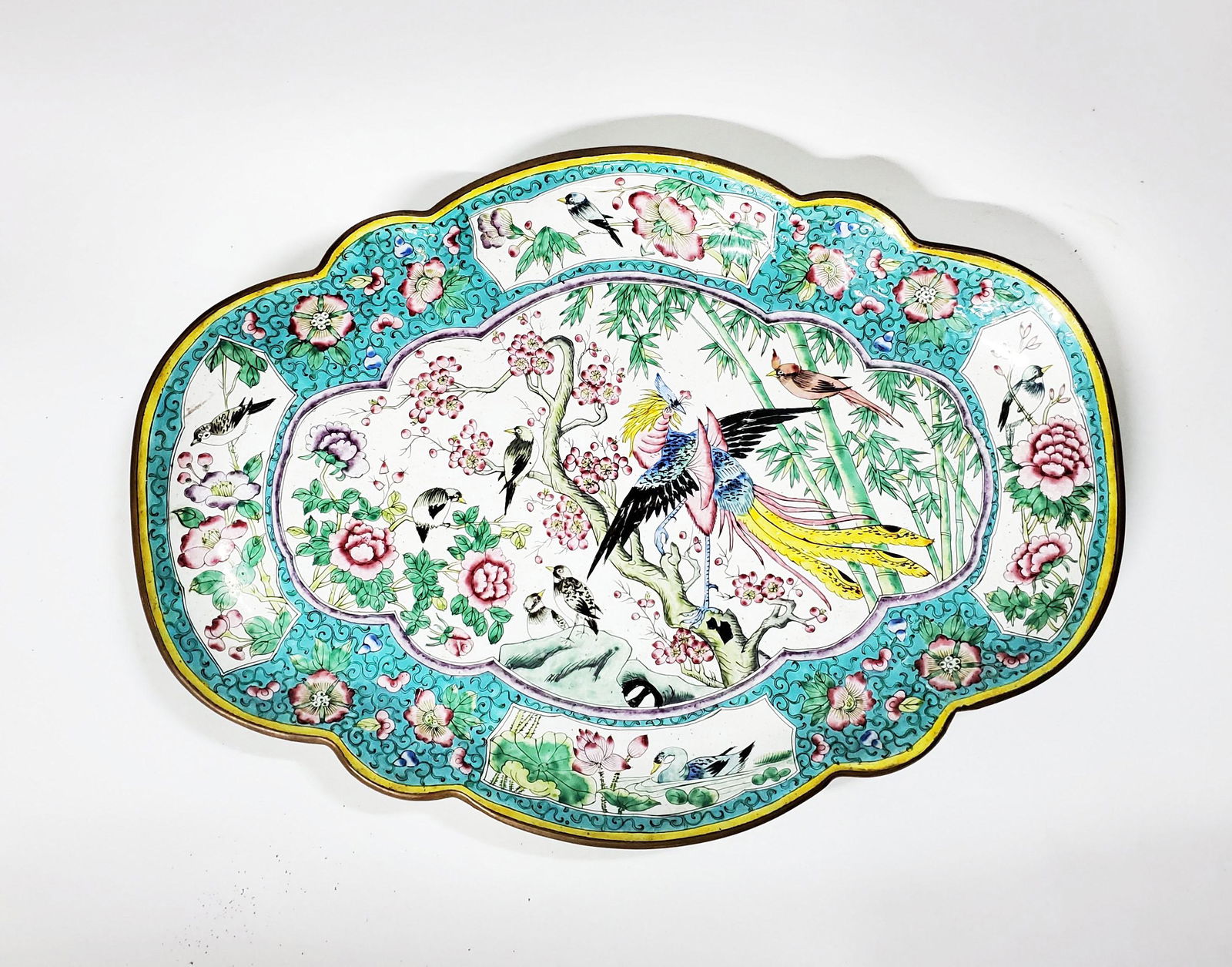 Canton Enamel on Bronze Tray / Plate (1 of 4)