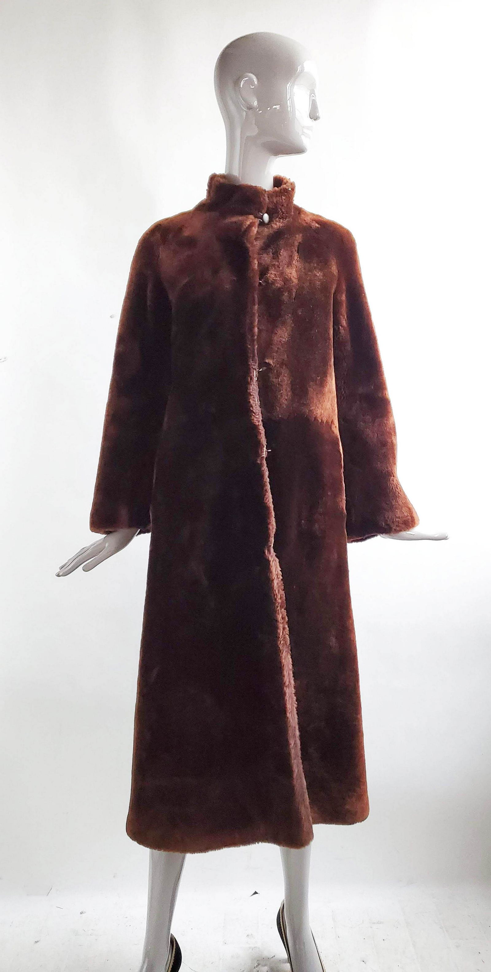 Revillon Paris Brown Mouton Fur Coat, ca. 1960s (1 of 5)