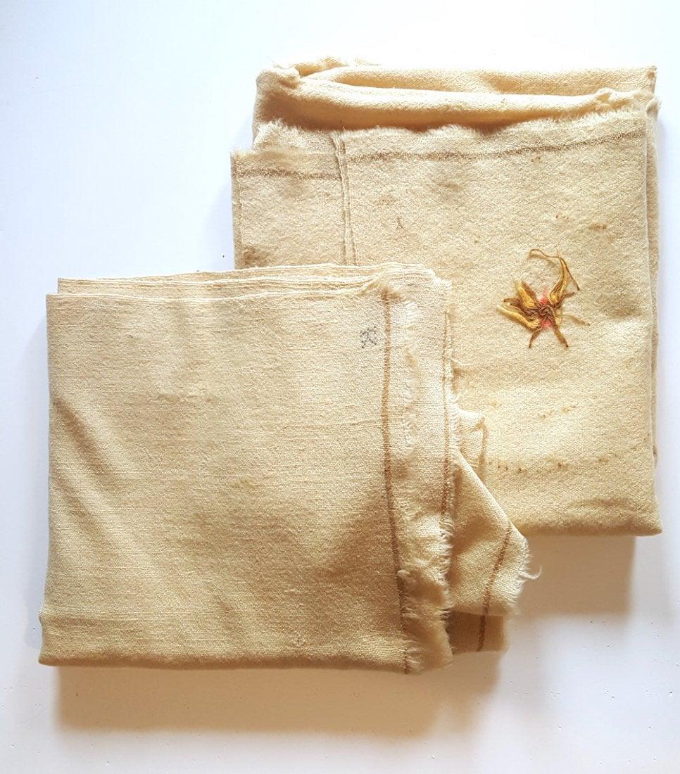 2 1800's Homespun Natural Wool Blankets (1 of 2)