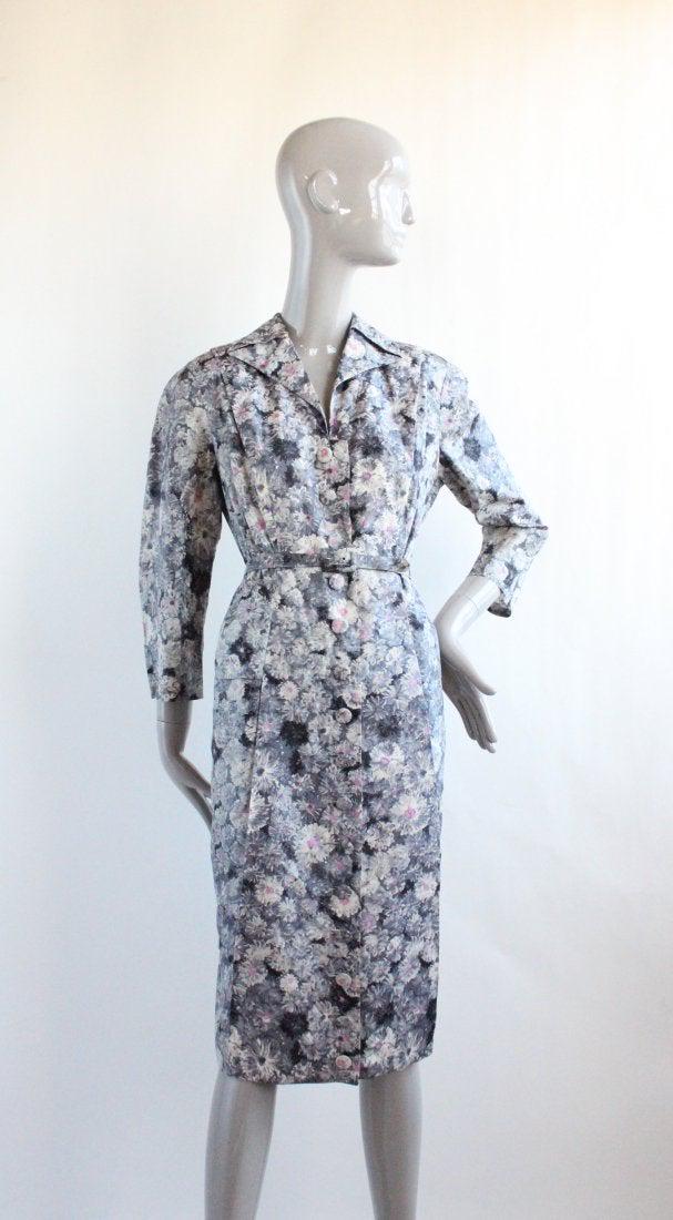 Mary Sylvia Haute Couture Floral Dress, ca. 1940's (1 of 5)
