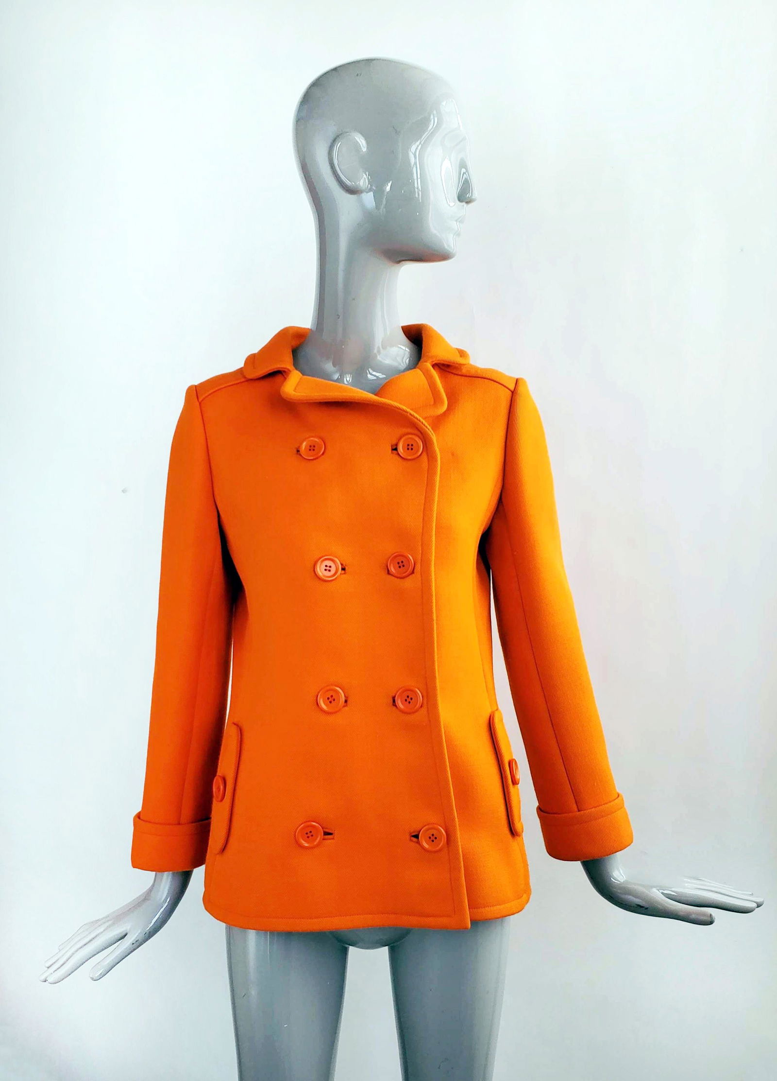 Christian Dior Haute Couture Orange Wool Peacoat, 1969 (1 of 4)