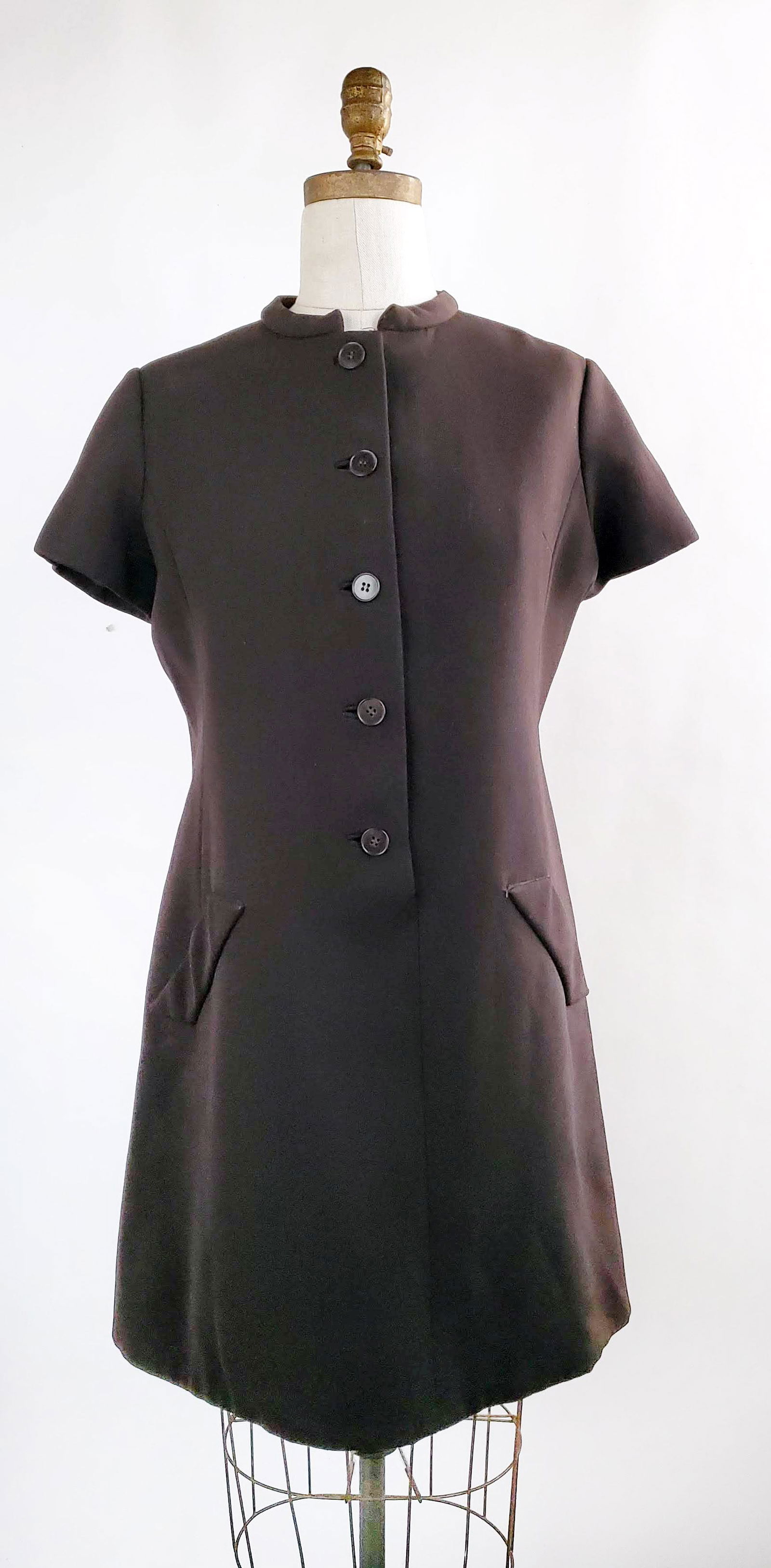 Geoffrey Beene Brown Wool Dress, 1960s (1 of 3)