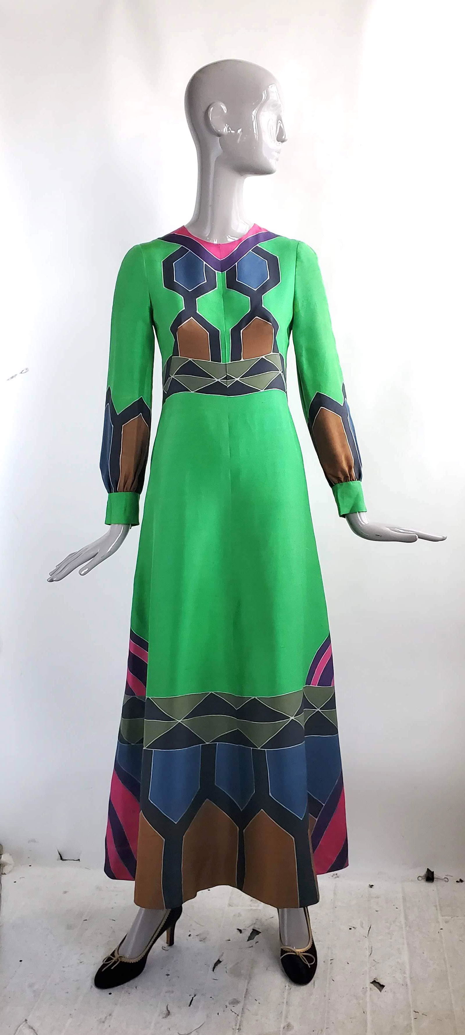 Nane Paris Hand Painted Silk Dress, 1970s (1 of 4)