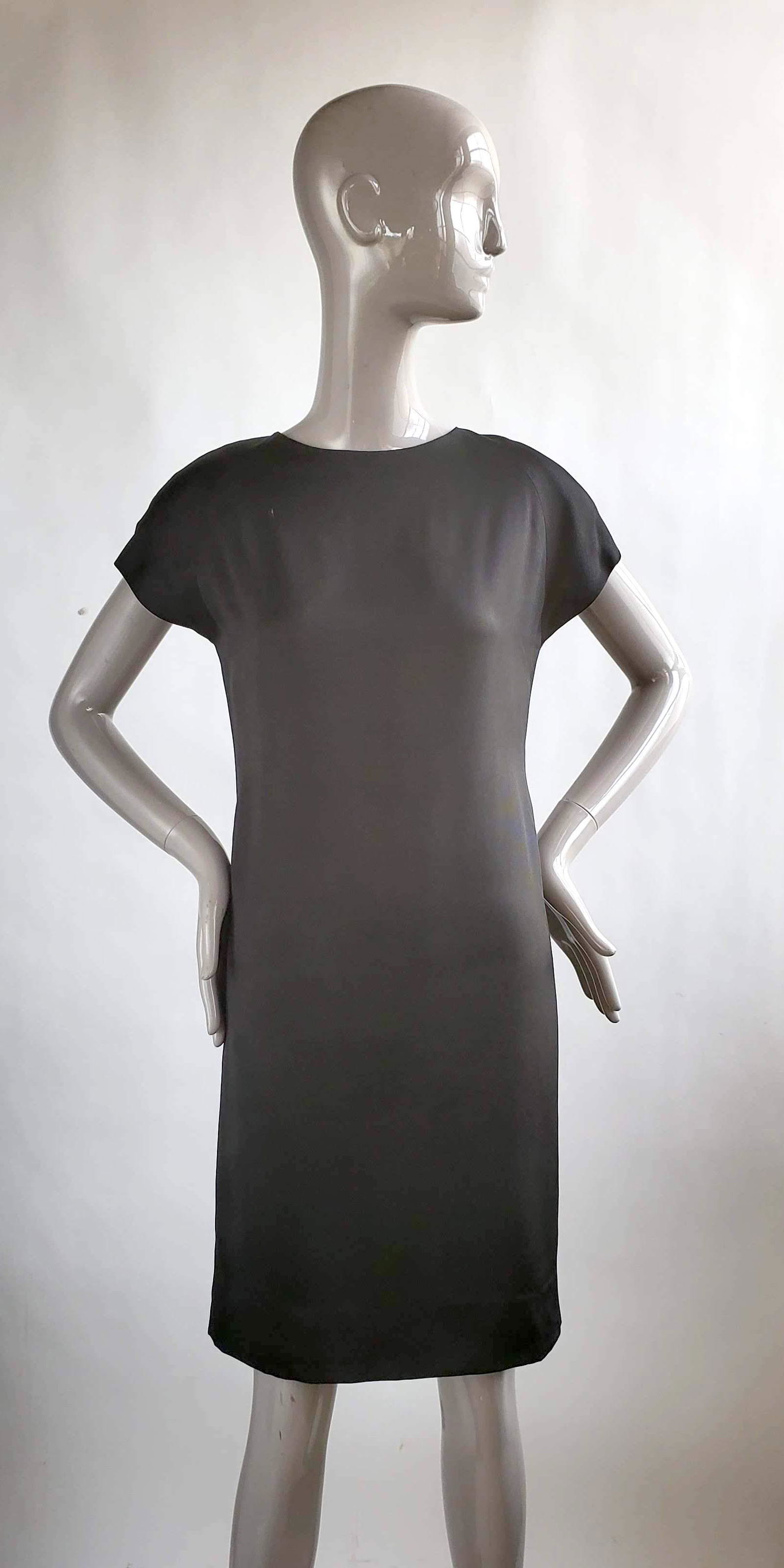 Pauline Trigere Black Silk Dress, ca. 1980s (1 of 4)